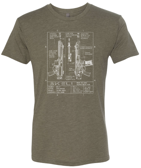 SKELI Model 11 BLUEPRINT TSHIRT OLIVE DRAB
